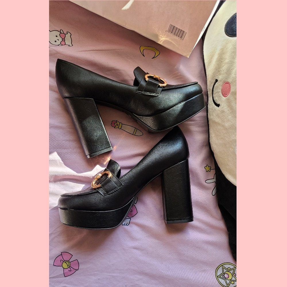 Loafers high heels anime cosplay schoolgirl